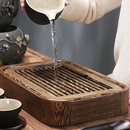 tea tray Wenge wood / ebony tea table reservoir tea boat wooden trays for kungfu tea set pot cup plastic layers small