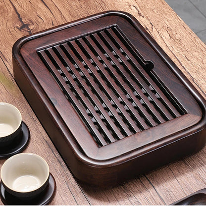 tea tray Wenge wood / ebony tea table reservoir tea boat wooden trays for kungfu tea set pot cup plastic layers small