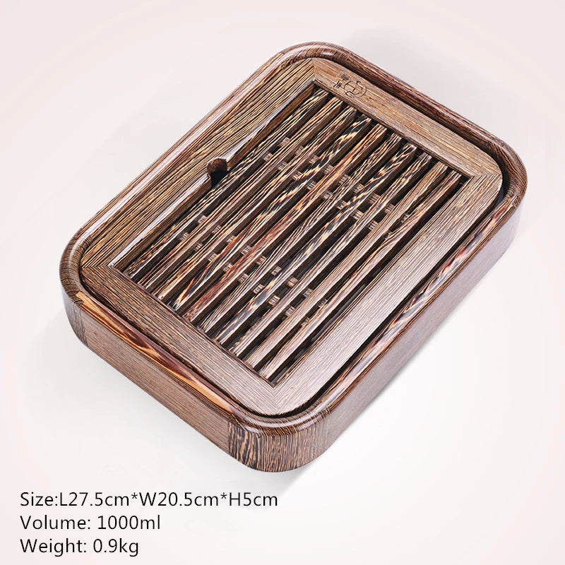 tea tray Wenge wood / ebony tea table reservoir tea boat wooden trays for kungfu tea set pot cup plastic layers small
