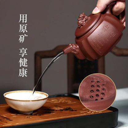 teapot is pure handmade, famous Kungfu teapot, tea set, lettering, square teapot, angle drawing, square dragon teapot