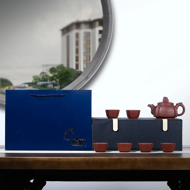 teapot is pure handmade, famous Kungfu teapot, tea set, lettering, square teapot, angle drawing, square dragon teapot