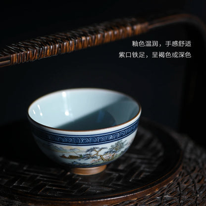 the beginning of the jingdezhen blue and white master cup single cup pure manual Chinese ceramic kung fu tea tea bowl