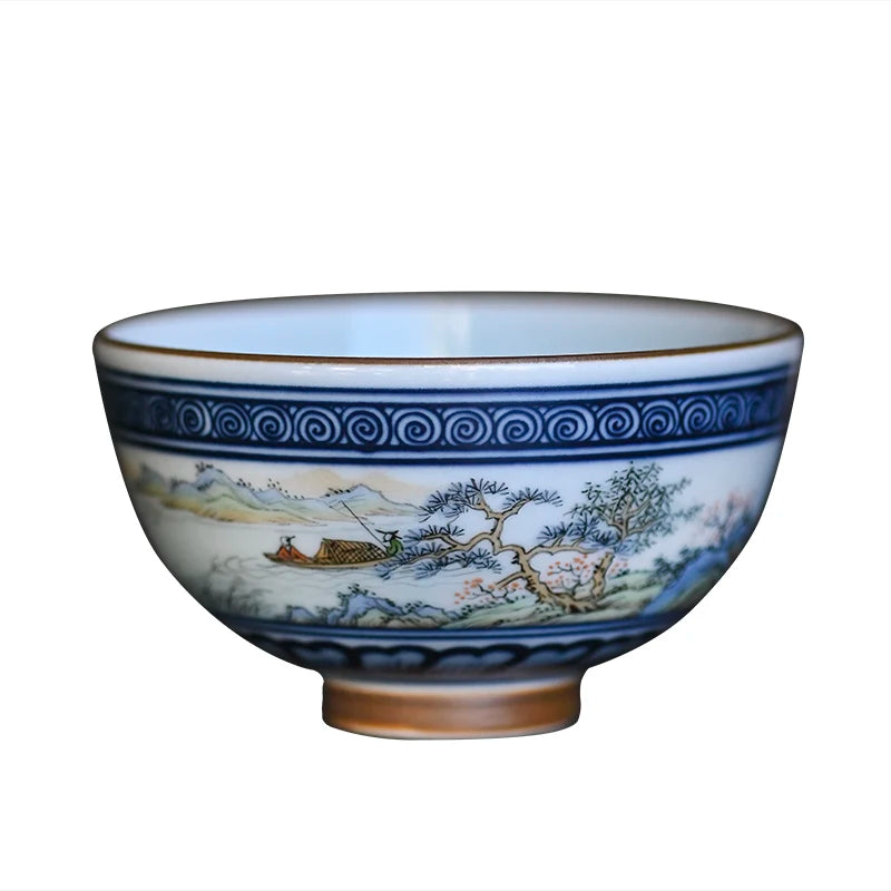 the beginning of the jingdezhen blue and white master cup single cup pure manual Chinese ceramic kung fu tea tea bowl
