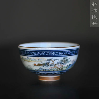 the beginning of the jingdezhen blue and white master cup single cup pure manual Chinese ceramic kung fu tea tea bowl