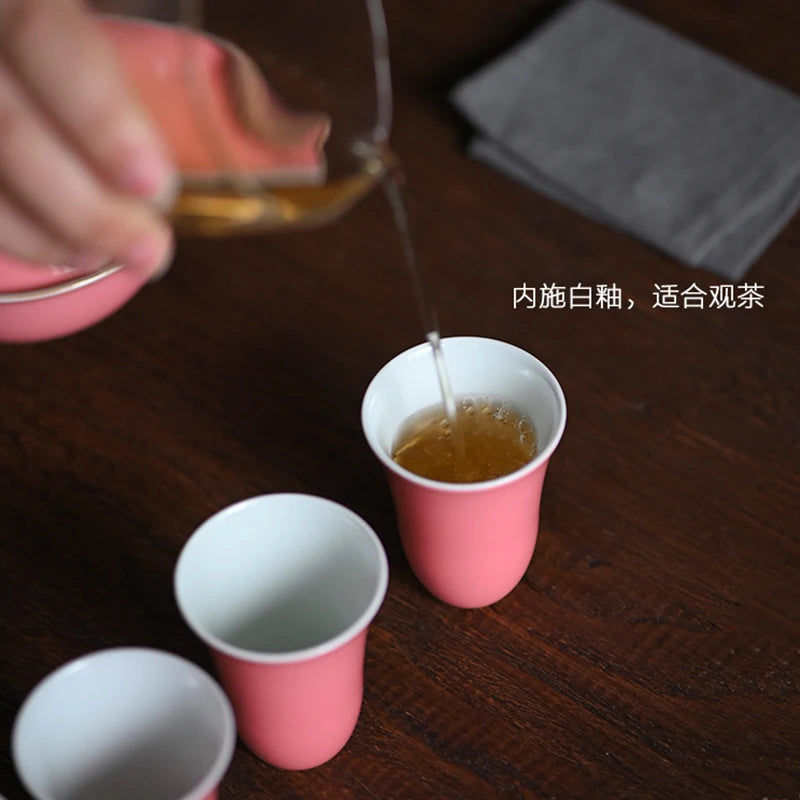 the beginning of the peach powder sample tea cup cup tea cup manually jingdezhen ceramic masters cup single cup kung fu