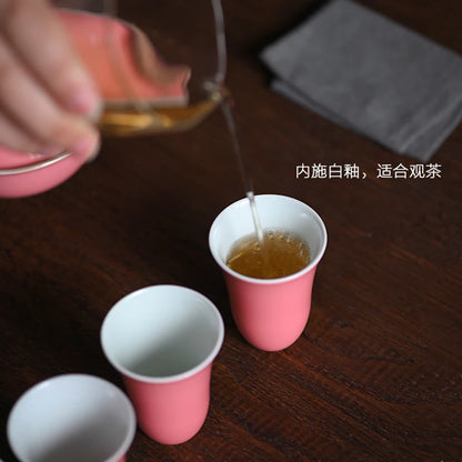 the beginning of the peach powder sample tea cup cup tea cup manually jingdezhen ceramic masters cup single cup kung fu