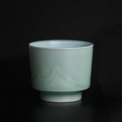 the film beans green glaze all hand carved mountains fragrance-smelling cup masters cup delicate teacups sample tea cup