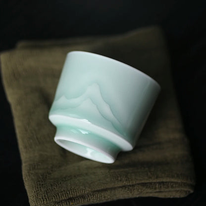 the film beans green glaze all hand carved mountains fragrance-smelling cup masters cup delicate teacups sample tea cup