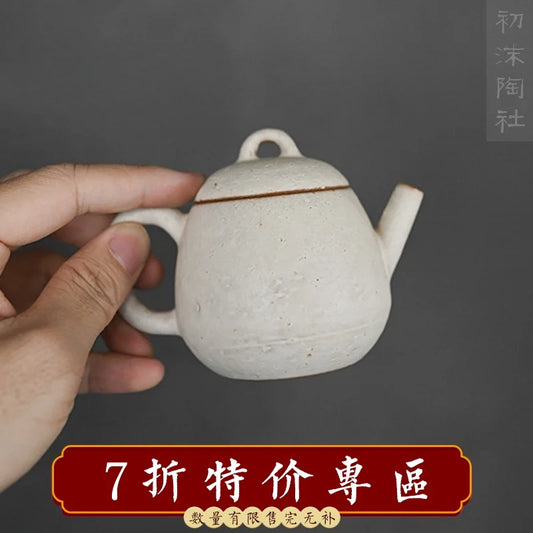 the jingdezhen manual spray powder led mini coarse pottery little teapot lasts a piece of single pot of kung fu teapot