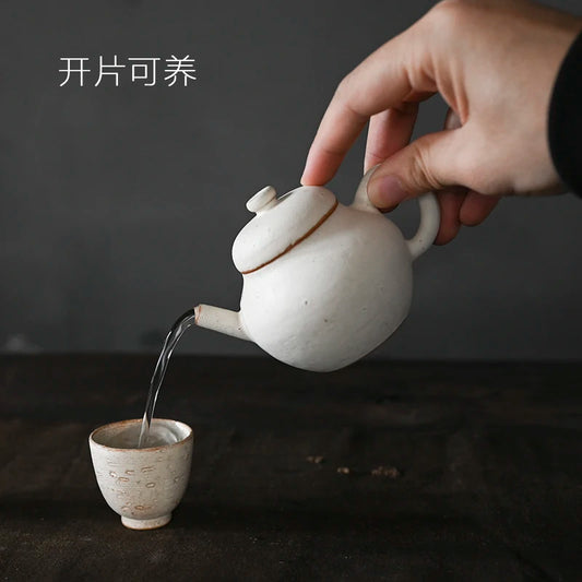 the jingdezhen manual spray powder led mini coarse pottery little teapot lasts a piece of single pot of kung fu teapot