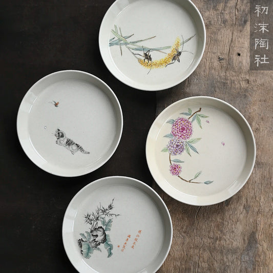 the jingdezhen plant ash glaze hand-painted pot bearing tray dry plate bearing bearing ceramic tea pot teapot by hand