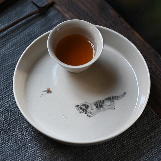 the jingdezhen plant ash glaze hand-painted pot bearing tray dry plate bearing bearing ceramic tea pot teapot by hand