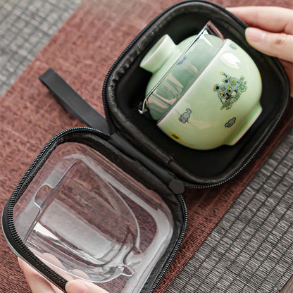 travel tea set glass tea pot with lid porcelain cup portable bag towel easy to carry ceramic kungfu teasets on big sales China