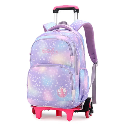 trolley school backpack with wheels student bookbag school bags for girls primary school bag girl rolling backpacks for kids