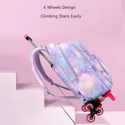 trolley school backpack with wheels student bookbag school bags for girls primary school bag girl rolling backpacks for kids