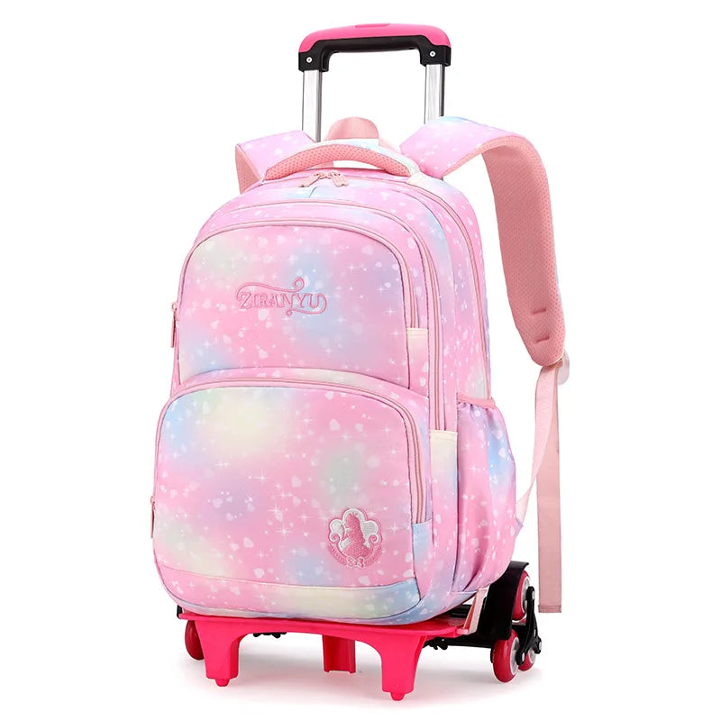 trolley school backpack with wheels student bookbag school bags for girls primary school bag girl rolling backpacks for kids