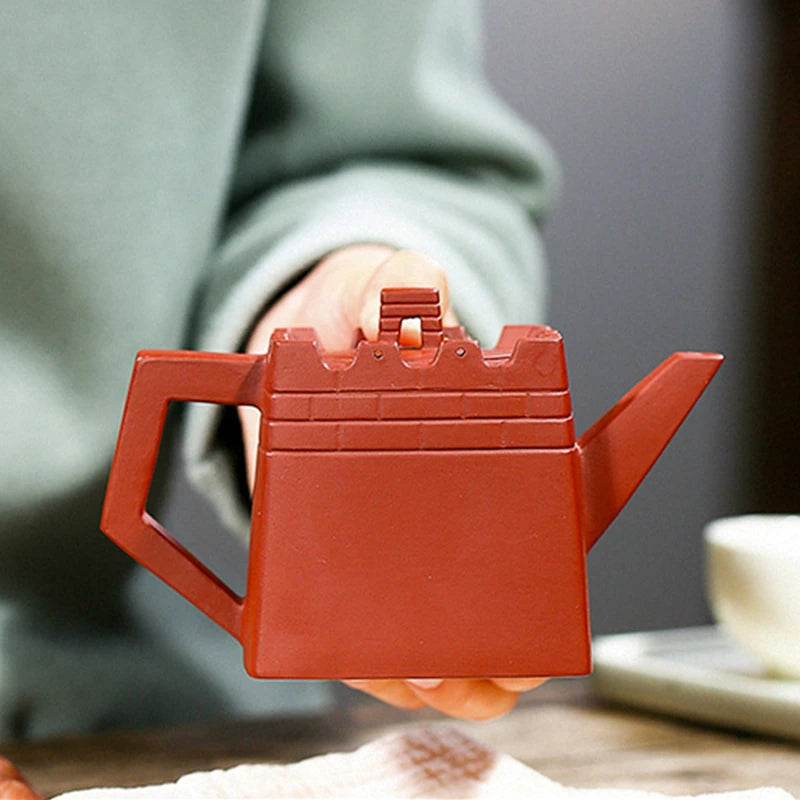 true yixing zisha tea pot handmade craft master pot marked original ore purple red clay the Great Wall design 240ml