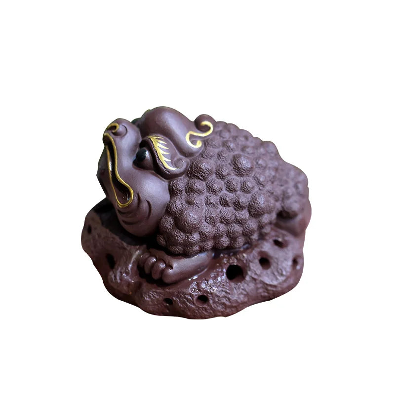 undressed ore purple sand tea pet play old paint three purple clay sculpture furnishing articles tea fine toad fortune