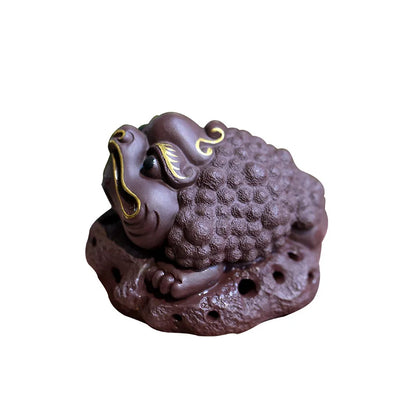 undressed ore purple sand tea pet play old paint three purple clay sculpture furnishing articles tea fine toad fortune