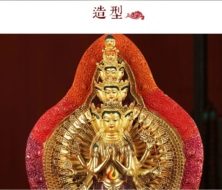 unique -HOME family hall lobby effective protection talisman Tibetan QIAN SHOU GUANYIN Buddha Gilded brass Buddha statue  38CM