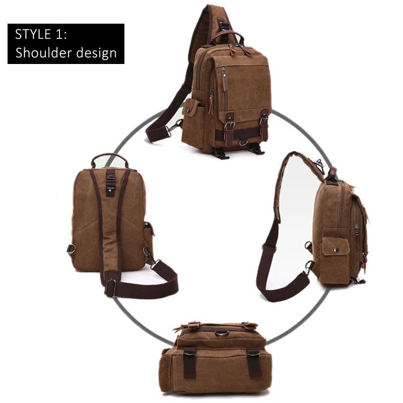 vintage Canvas Backpack Men Travel Back Pack Multifunctional Shoulder Bag for Women Laptop Rucksack School Bags Female Daypack