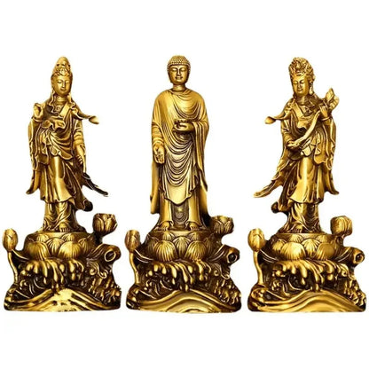 vintage Copper Western Three Saints  Amitabha Bodhisattva Guanyin Bodhisattva Home Offerings Pray for Blessings Buddha Statue
