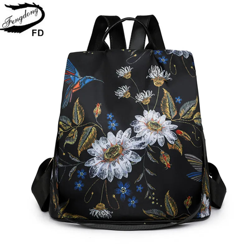 vintage backpack for women casual black backpack flowers female Anti-theft backpack woman travel shoulder bag gift for mother
