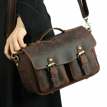 vintage style shoulder crossbody men messenger for camera message bag crazy horse leather