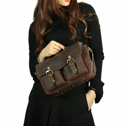 vintage style shoulder crossbody men messenger for camera message bag crazy horse leather