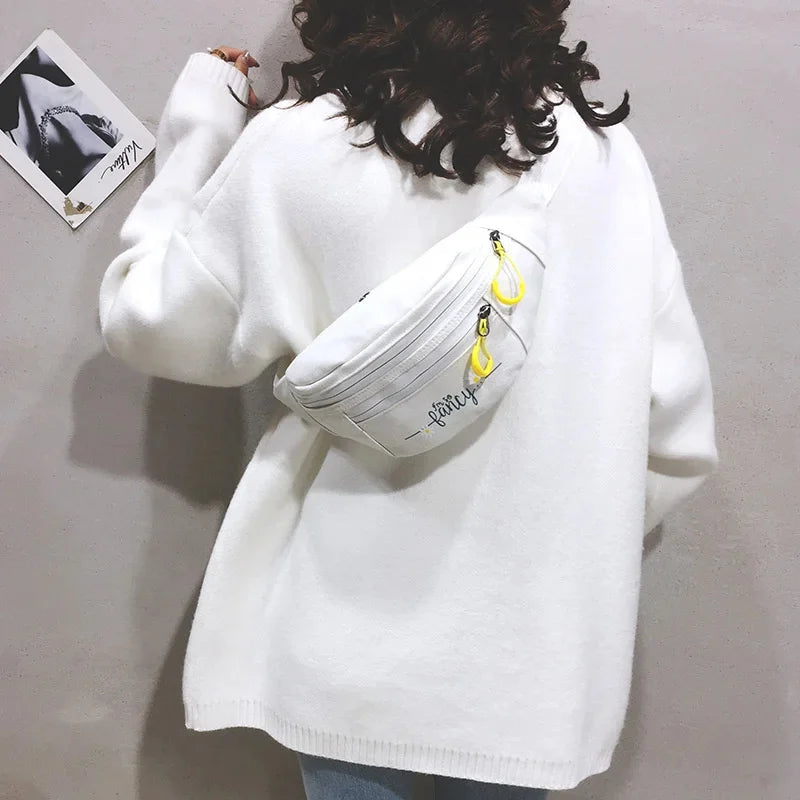 waist yellow mini Messenger Canvas Fanny Pack Fashion Street Money bag Women Men Corduroy Waist Bag 2024