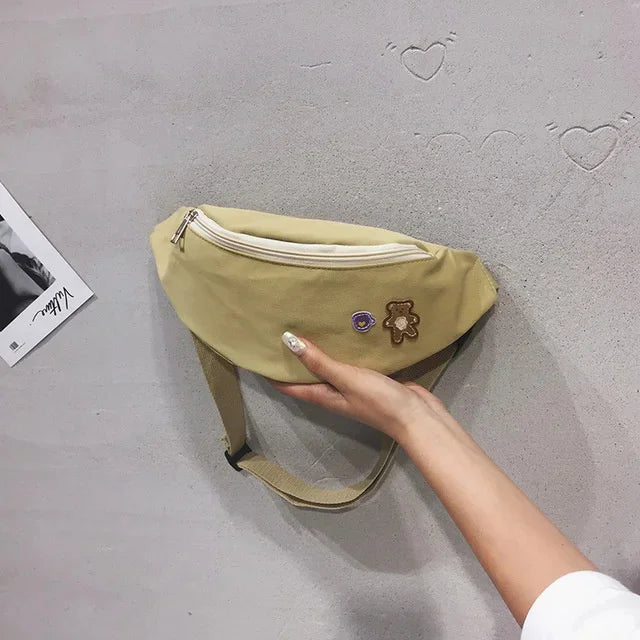waist yellow mini Messenger Canvas Fanny Pack Fashion Street Money bag Women Men Corduroy Waist Bag 2024