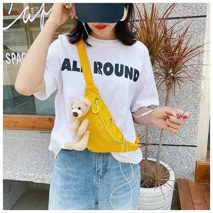 waist yellow mini Messenger Canvas Fanny Pack Fashion Street Money bag Women Men Corduroy Waist Bag 2024