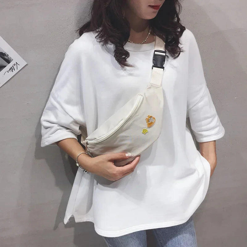 waist yellow mini Messenger Canvas Fanny Pack Fashion Street Money bag Women Men Corduroy Waist Bag 2024