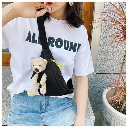 waist yellow mini Messenger Canvas Fanny Pack Fashion Street Money bag Women Men Corduroy Waist Bag 2024