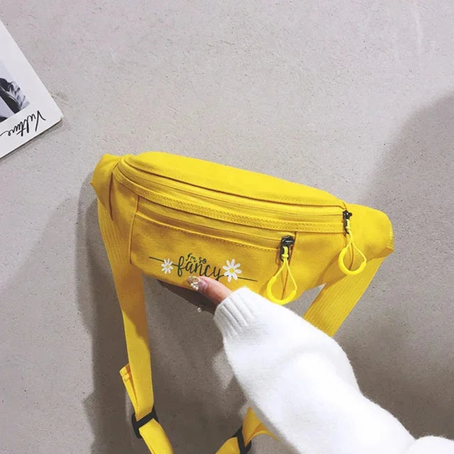 waist yellow mini Messenger Canvas Fanny Pack Fashion Street Money bag Women Men Corduroy Waist Bag 2024