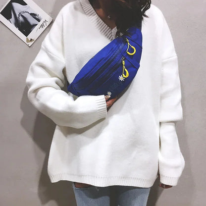 waist yellow mini Messenger Canvas Fanny Pack Fashion Street Money bag Women Men Corduroy Waist Bag 2024