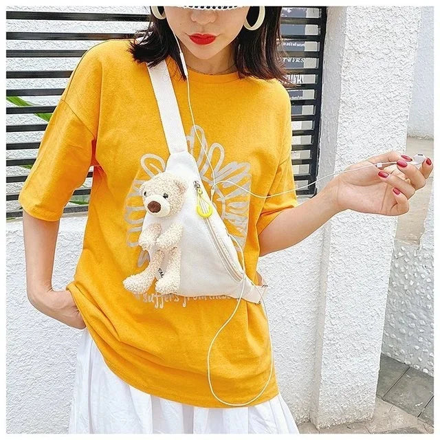 waist yellow mini Messenger Canvas Fanny Pack Fashion Street Money bag Women Men Corduroy Waist Bag 2024