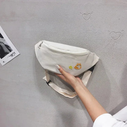 waist yellow mini Messenger Canvas Fanny Pack Fashion Street Money bag Women Men Corduroy Waist Bag 2024