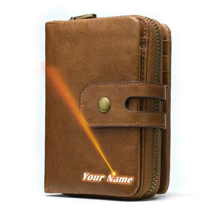 wallet genuine leather for men name engraving credit card holdercoin purse men's clutch bag couple design 856