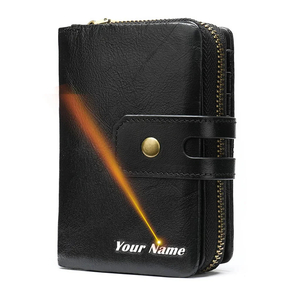 wallet genuine leather for men name engraving credit card holdercoin purse men's clutch bag couple design 856