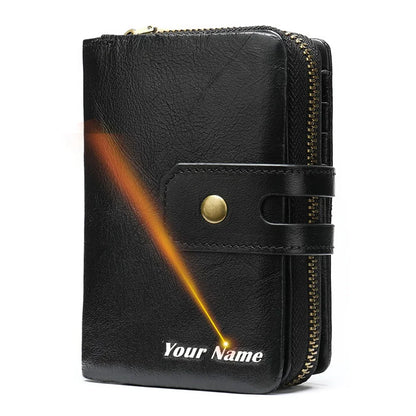 wallet genuine leather for men name engraving credit card holdercoin purse men's clutch bag couple design 856