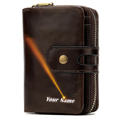 wallet genuine leather for men name engraving credit card holdercoin purse men's clutch bag couple design 856