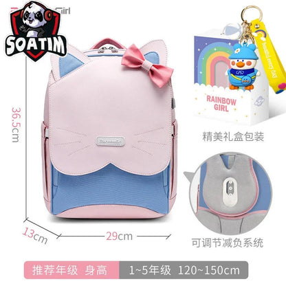 waterproof Children School Bags Girls Kids book bag Pu leather Primary Orthopedic school backpack schoolbag Mochila Infantil
