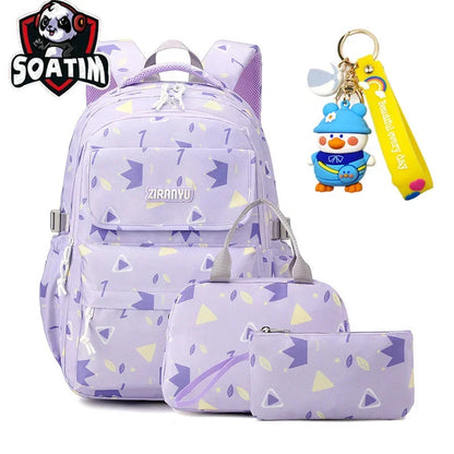 waterproof Children School Bags for Girls Orthopedic Primary school backpacks 3 pcs schoolbags kids book bag Mochila Infantil