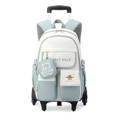waterproof kids school Backpack With Wheel Removable Children School Bags for girls Kids Trolley Schoolbag Luggage Book Bags