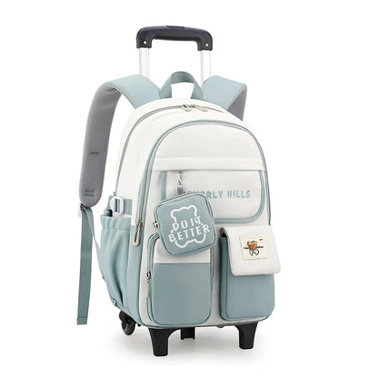 waterproof kids school Backpack With Wheel Removable Children School Bags for girls Kids Trolley Schoolbag Luggage Book Bags