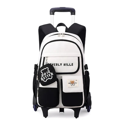 waterproof kids school Backpack With Wheel Removable Children School Bags for girls Kids Trolley Schoolbag Luggage Book Bags