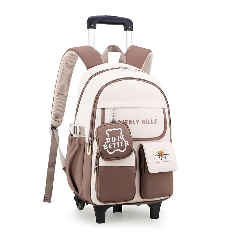 waterproof kids school Backpack With Wheel Removable Children School Bags for girls Kids Trolley Schoolbag Luggage Book Bags