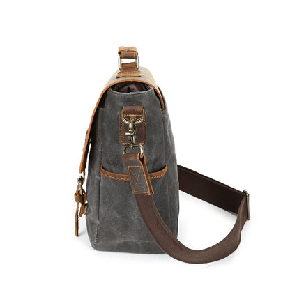 waterproof padded waxed canvas bags personalized stylish case satchel vintage messenger bag for men