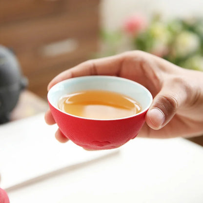 wealthy cat design porcelain tea pot matching cup portable tea set for travel Chinese kungfu teasets on sales